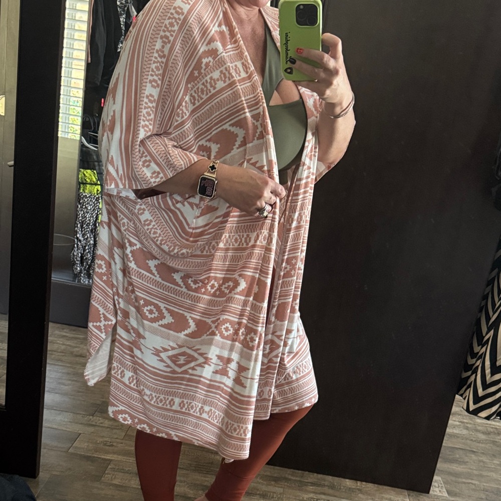 Bohemian Pink and White Kimono Cardigan